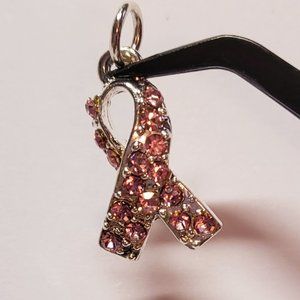 Pink crystal ribbon charm 3/$12